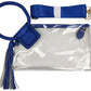 See Through Clear Cuff Handle Tassel Wrislet Clutch: Royal Blue