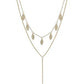 Gold Textured Leaf Y Drop 16"-18" Necklace