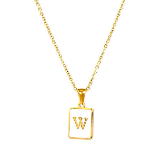 Square Initial 18K Gold-plated Stainless Steel Necklace