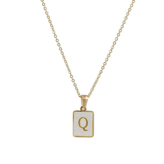 Square Initial 18K Gold-plated Stainless Steel Necklace