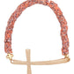 Gold Cross Beaded Stretch Bracelet-Peach
