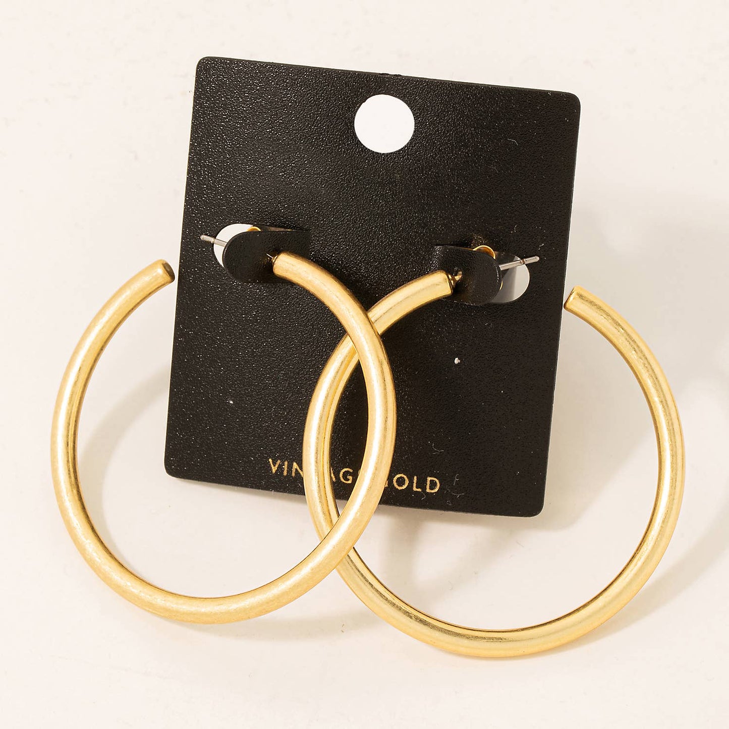 Medium Vintage Gold Metallic Hoop Earrings