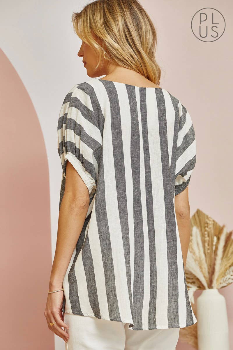 PLUS Striped Top With Round Neckline PT1944-1