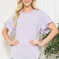 T7111X - Plus Solid Short Sleeve Flutter Top
