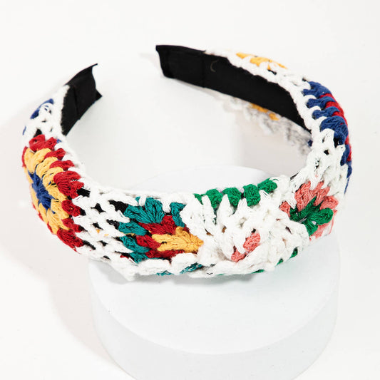 Flower Knit Braid Headband