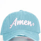 Turquoise Amen Embroidery Hat